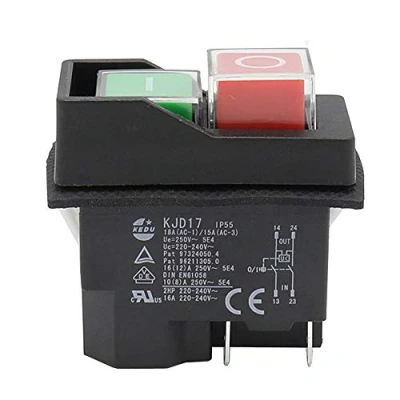 Image of KEDU KJD17 Waterproof Push Button Electromagnetic Switch 4 Pin AC250V 16A Magnetic Starter Power Tool Safety Switches for Machine