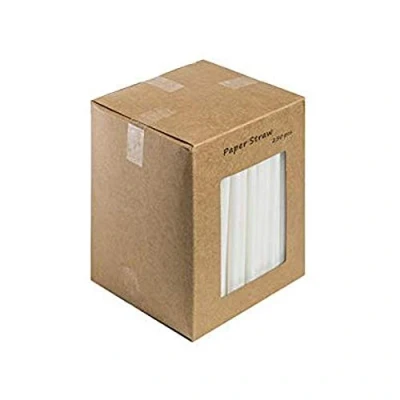 Image of We Can Source It Ltd White Paper Straws 100% Biodegradable, Compostable, Eco Friendly Disposable For Cocktails, Tumblers Drinking, Party 5.5inch/140mm 250pc in 1 Box