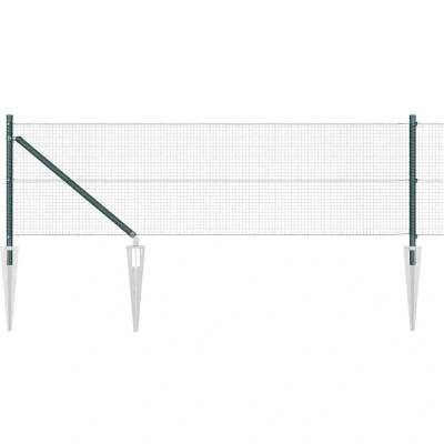 Image of vidaXL Welded Wire Fence with 7 Spike Posts Green 0.6x10 m Steel