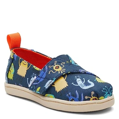 Image of TOMS Boy&#039;s Classic Alpargata Loafer Flat, Indigo Glow in Dark Monsters, 7 UK Child
