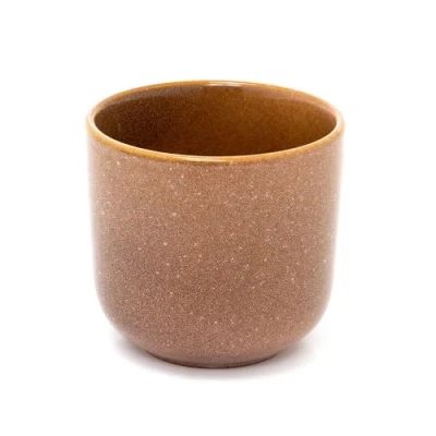 Image of Carousel Home Natural Brown Reactive Glaze Ceramic Plant Pot Indoor Cachepot Planter for Succulents and Flowers 8cm