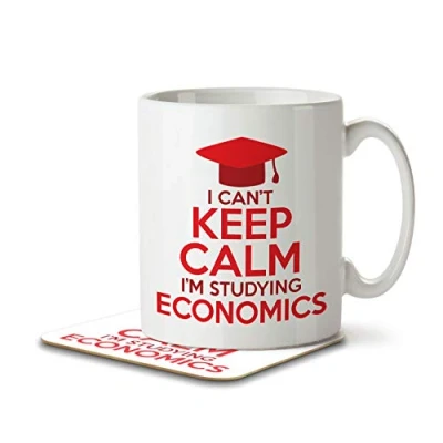 Image of The Inky Penguin I Can&#039;t Keep Calm I&#039;m Studying Economics Student Mug and Coaster, Ceramic, 11fl. oz.