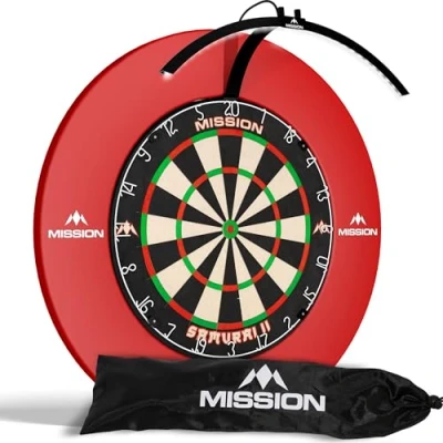 Image of Mission Darts TOR100 Torus 100 Dart Board LED Folding Portable Dartboard Travel Lighting System (Sand Blasted Black)