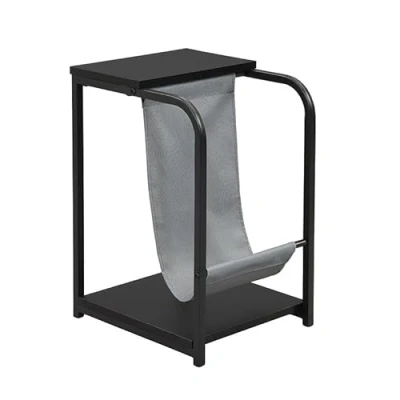 Image of HOMION End Table Sofa Small Side with magazine rack Bar Bottom Storage Shelf Nightstand Bedside for Bedroom or Living Room (Black)