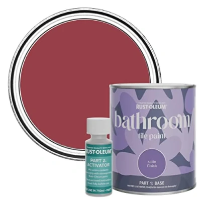 Image of Rust Oleum Red Water Resistant Bathroom Tile Paint in Satin Finish Soho 750ml