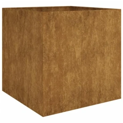 Image of vidaXL Planter in Corten Steel Large, Durable Weathering Flower Box for Outdoor Gardens, Balconies, Patios 80x80x80 cm Size, Easy Assembly Required