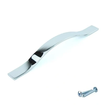 Image of M4TEC Bow Kitchen Cabinet Door Handles Cupboards Drawers Bedroom Furniture Pull Handle Polished Chrome. L8 Series: 128 mm