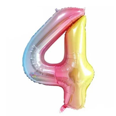 Image of Zebra Balloons Pastel Rainbow Number 4 Foil Balloon, 101cm/40inch