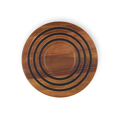 Image of Le Creuset Magnetic Wooden Trivet, Acacia Wood with Black Silicone Rings