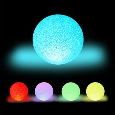 Image of Relaxdays Indoor LED Lamp, Colour Change, Battery Operated, No Cable, Mood Light Ball, Ø 15 cm