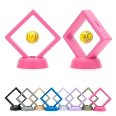 Image of CKB LTD Pack of 5 3D Floating Frames Display Case Holder Storage Box Suspension Stand Holds Jewellery, Gemstones, Collectable Coins and Hobby Craft Items (Pink) 7cm x 2cm (Small)
