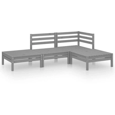 Image of vidaXL 4 Piece Garden Lounge Set Grey Solid Pinewood
