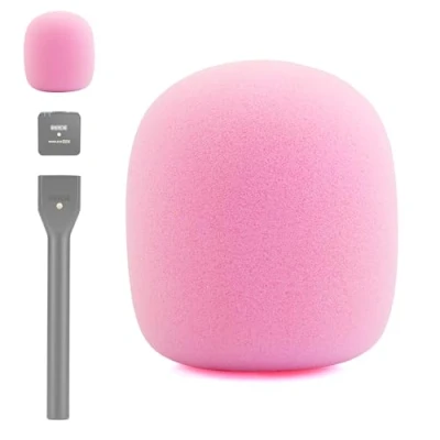 Image of LEFXMOPHY Interview Go Foam for Rode Wireless Transmitter Handheld Adaptor Windscreen Replacement Pink Pop filter Microphone Cover Wind Screen