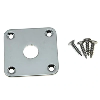 Image of KAISH Chrome Flat Bottom Metal Jack Plate Base Square Jackplate for Les Paul LP Guitars