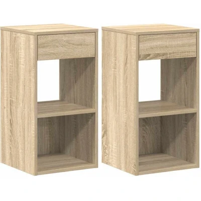 Image of vidaXL Bedside Cabinets with Drawer 2 pcs Sonoma Oak 35x34x66.5 cm