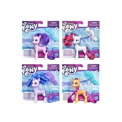 Image of My Little Pony F26125L4 Best Movie Friends F2612 Pack of 3 Mini Dolls + Accessory 8 cm Izzy Moonbow Sunny Starscout Princess Petals