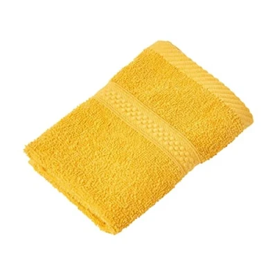 Image of HOMESCAPES Ochre Yellow Turkish Cotton Face Cloth Flannel Super Soft Thick &amp; Absorbent 500 GSM Towel Heavy Weight for everyday Luxury