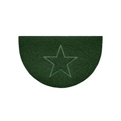 Image of Nicoman Embossed Halfmoon Half Circle Door Mat Dirt Trapper Jet Washable Doormat 70x44cm (Green, STAR Shape) Use on Carpet ONLY