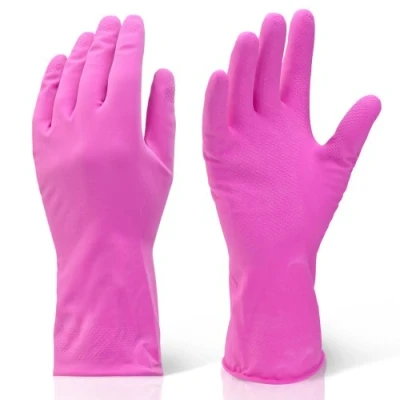 Image of 2 Pairs Of Extra Large Industrial Cleaning &amp; Washing Up Rubber Gloves Pink XL. Comes With TCH Anti Bacterial Pen!