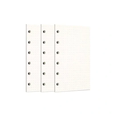 Image of Zelten 3 Pack A7 135 Sheets/270 Pages Dotted Loose Leaf Punched Paper Refills for 6 Hole Binder Personal Organizer Diary Notebook Refillable Planner