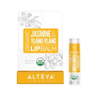 Image of Alteya Organic Lip Balm Jasmine &amp; Ylang 4.5g USDA Certified Pure Natural Care Based on a Carefully Selected Bouquet of Hydrating and Nourishing Botanical Oils Butters
