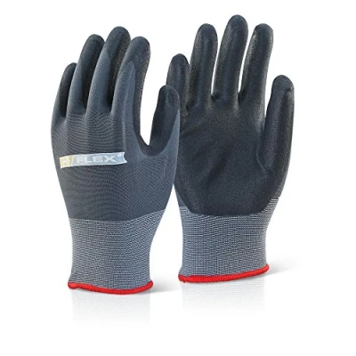 Image of NITRILE PU MIX COATED GLOVE BLACK/GREY S