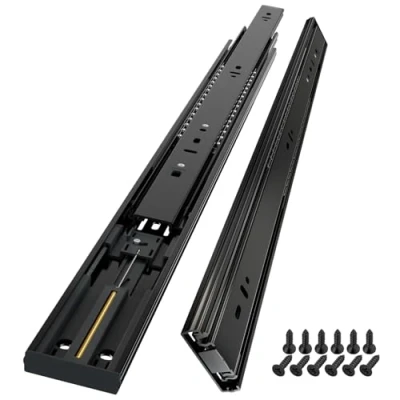 Image of AOLISHENG Soft Close Drawer Runners Slides 550mm Heavy Duty 45kg Load Capacity Draw Sliders Full Extension Ball Bearing Kitchen Cabinet Replacement Side Mount, Black 1 Pair