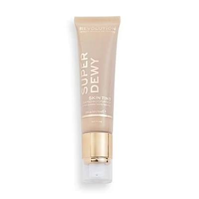 Image of Makeup Revolution Superdewy Tinted Moisturiser, Light Coverage, Dewy Finish, Medium, 55ml