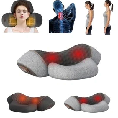 Image of qudkdhs Core Hero 3 in 1 Neck Massage Pillow， Fisiorest Massager Pillow, Artuvate Massager(Massage + hot Compress air Bag) Light Gray