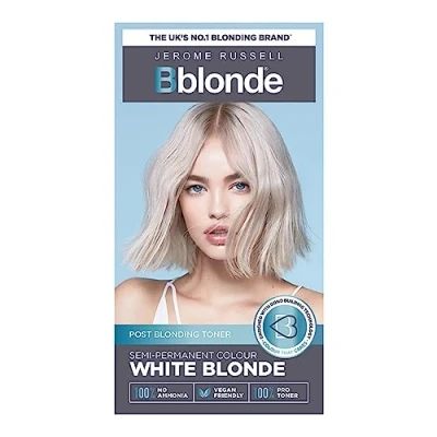 Image of Jerome Russell Bblonde White Blonde Post Blonding Toner Semi Permanent Hair Dye Kit for Pre Lightened &amp; with Brazil Nut Oil, No Ammonia Vegan