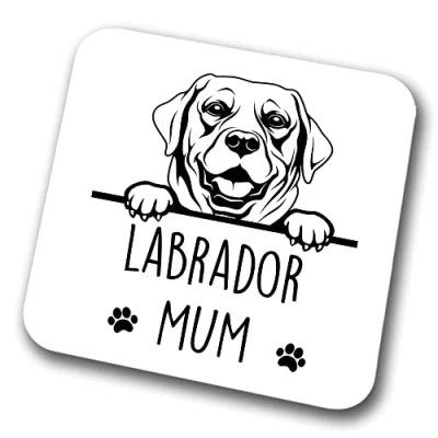 Image of Labrador Mum Coaster Pet Present Dog Dad Friend Joke Funny Gift Birthday Christmas, Hardboard
