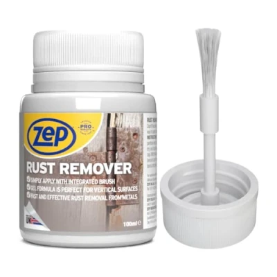 Image of Zep Rust Remover Gel 100ml Non Drip Formula Fast Acting with Integrated Brush Eliminates Stubborn on All Metal Surfaces, For Interior &amp; Exterior Use