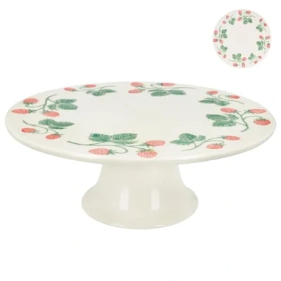 Image of Gisela Graham Stoneware Strawberry Design Cake Stand
