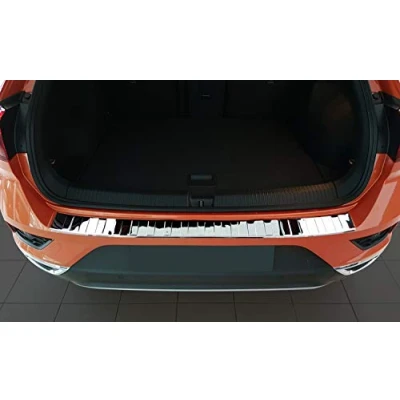 Image of Avisa 2/38021 Chrome Stainless Steel Rear Bumper Protector Compatible with Volkswagen T ROC 11/2017 &#039;Ribs&#039;