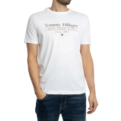 Image of Tommy Hilfiger Center Stack Print Tshirt, Men&#039;s, Size: XS, White