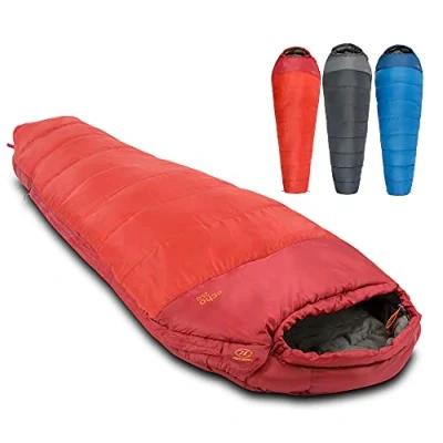 Image of Highlander Winter Sleeping Bag for Adults 3 4 Season Bags Thick 400gsm Double Layer Insulation Cold Weather Camping Thermal Hood with Draw Cord Compressible Carry