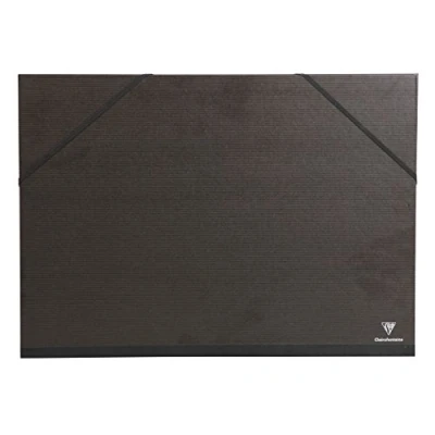 Image of Clairefontaine Ref 44900C Kraft Art Folder A2+ Size, Elastic Straps Closure, White Paper Lining, Acid Free Suitable for Transporting Artwork Black