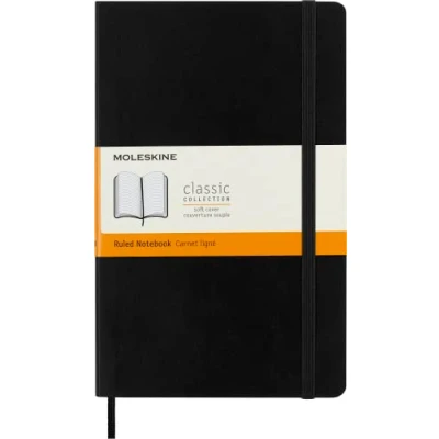 Image of Moleskine Classic Ruled Paper Notebook Soft Cover and Elastic Closure Journal Color Black Size Large 13 x 21 A5 192 Pages