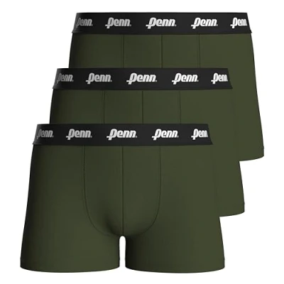 Image of Penn Mens Boxer Shorts (3 Pack) Cotton Boxers for Men Breathable, Moisture Wicking, Soft &amp; Stretchy Multipack Underwear Ultimate Comfort Support (UK, Alpha, XXL, 3XL, Regular, Green)