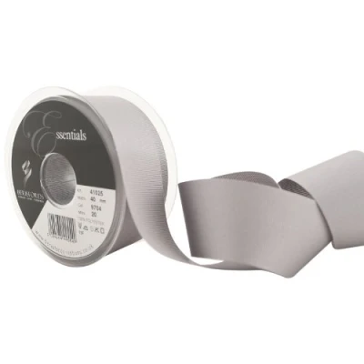 Image of Berisfords 41025 20 m x 40 mm Polyester Grosgrain Ribbon, Grey