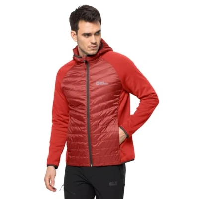 Image of Jack Wolfskin Men&#039;s Routeburn Pro HybridM Fleece Jacket, Strong Red, XXX Large