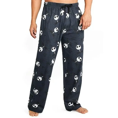 Image of Disney Mens Pyjama Bottoms, Comfy Loungewear PJs with Pockets Cosy Gifts for Him (XL, Navy Jack)