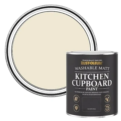 Image of Rust Oleum Beige Kitchen Cupboard Paint in Matt Finish Quarry Lime 750ml