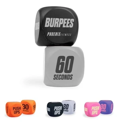 Image of Phoenix Fitness Exercise Dice Workout Game for Cardio, HIIT and Classes Full Body Training Routine Home &amp; Gym Black