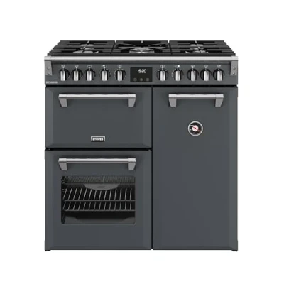 Image of STOVES Richmond 90DF 90 cm Dual Fuel Range Cooker Anthracite &amp; Chrome, Black,Silver/Grey