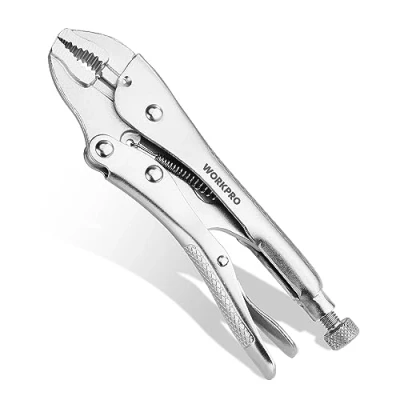 Image of WORKPRO Locking Pliers, 4 inch Curved Jaw Vice Grips Chromium Vanadium Steel Pliers with Wire Cutter, Adjustable Vise for Clamping Twisting Welding