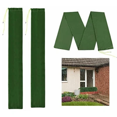 Image of HYLOOD 3Pcs Long Canvas Sand Bags Flood Water Barrier with Binding Elastic Band Thickened Reusable Tube Dam for Rainy Hurricanes Door Window Control, Green, 19x120cm