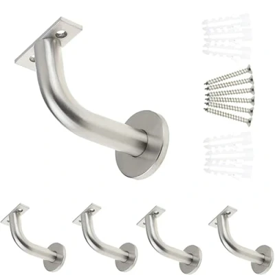 Image of EAI Handrail Brackets for Stair Banister Heavy Duty Hand Rail Satin Stainless Steel Pack of 5