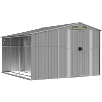 Image of vidaXL Garden Shed Grey 277x279x179 cm Galvanised Steel