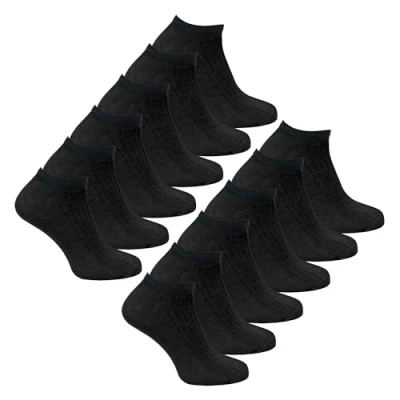 Image of Kids 12 Pack 100% Cotton Trainer Socks Sock Snob Short Low Cut Ankle for Boys &amp; Girls (9 12, Black)